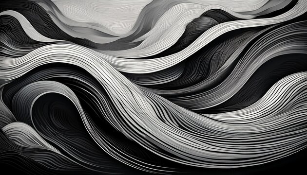 Abstract Textured Waves In Monochrome