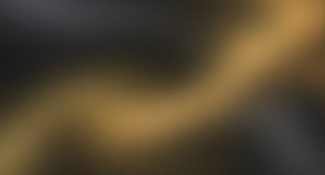 Abstract dark luxury background with glowing wavy gold light beam and warm bronze champagne tones on deep charcoal shadow gradient with vintage grainy noise texture