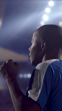 Soccer Player Celebrating with Raised Arm