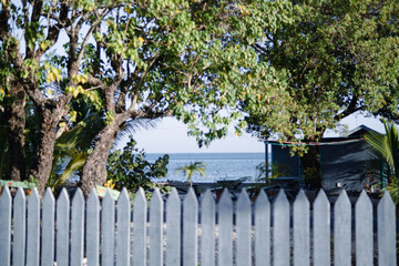 Fototapeta premium white picket fence