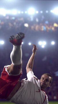 Soccer Player Celebrating Goal with Arms Outstretched
