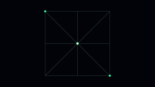 Minimalist geometric motion with rotating glowing points and grid lines animation 4k abstract