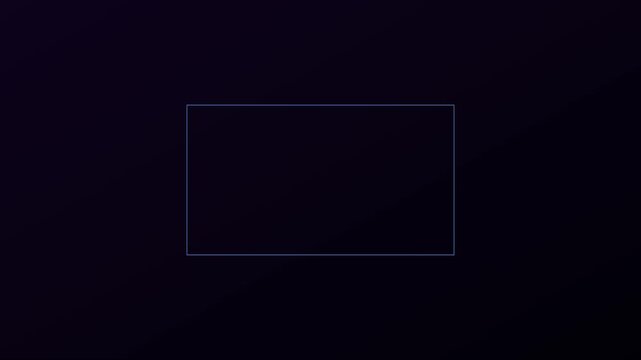 Minimalist glowing neon rectangle frame border animation on dark 4k background
