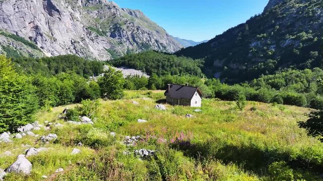 Montenegro Guci alps Jezerca valley with mountain view