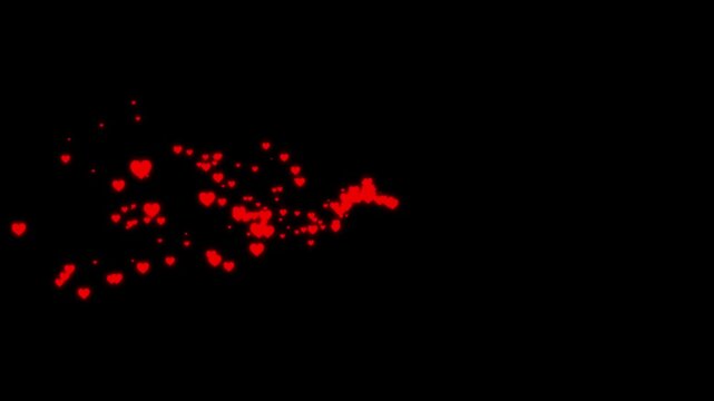 Animated red heart frame with glitter particles and elegant light line effects, seamless 3d romantic loop on black background for valentine&rsquo;s day, weddings, anniversaries and love story backgrounds.