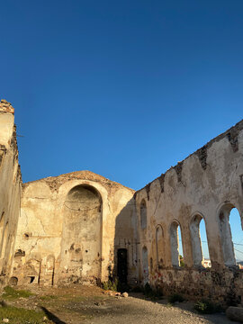 ruins of an ancient roman amphitheater, ayvalik, turkey