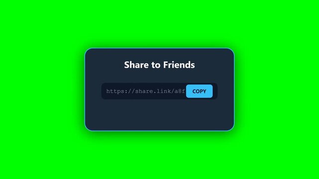 Social media share to friends popup on green screen
