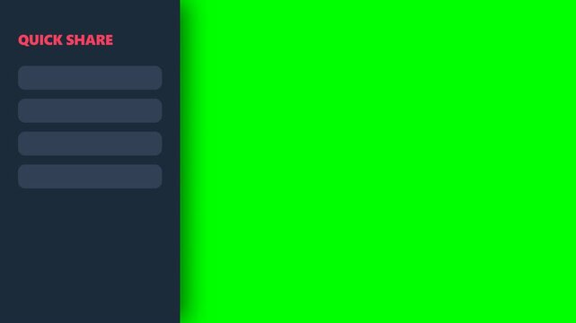 Quick share sidebar menu animation on green screen