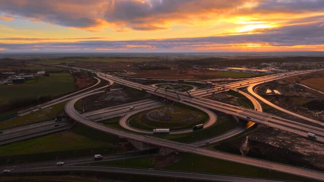 Gdansk South junction on the new metropolitan bypass. Poland