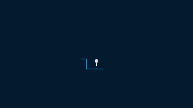 Minimalist loading spinner animation with blue line on dark 4k background, progress indicator