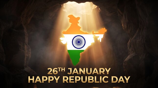 Republic Day illustration India map filled with tricolor Republic Day India Patriotic Background