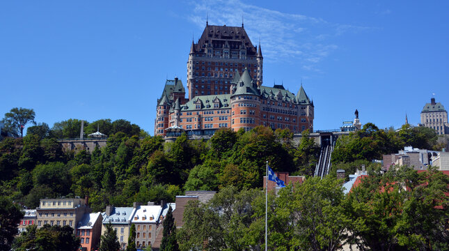 QUEBEC CITY CANADA : The Fairmont Le Ch&acirc;teau Frontenac is a world-renowned, historic, five-star luxury hotel located in the heart of Old Quebec, majestically overlooking the St. Lawrence Riv