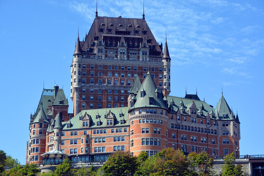 QUEBEC CITY CANADA : The Fairmont Le Ch&acirc;teau Frontenac is a world-renowned, historic, five-star luxury hotel located in the heart of Old Quebec, majestically overlooking the St. Lawrence Riv