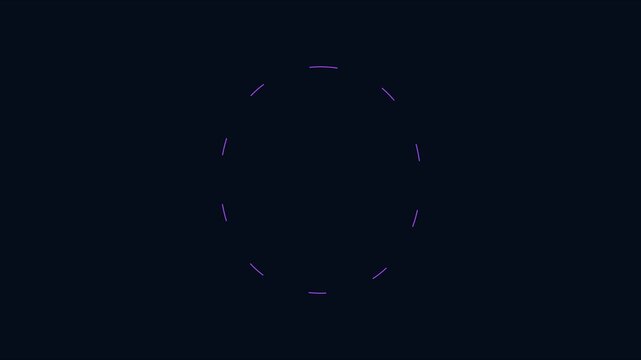 Minimalist purple dashed circle loading spinner animation on dark 4k background