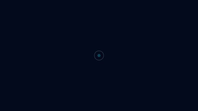Minimalist loading spinner animation with pulsing blue circle on dark 4k background, progress indicator