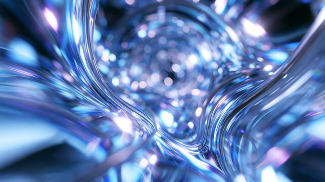 Abstract Blue Futuristic Glowing Data Flow Tunnel
