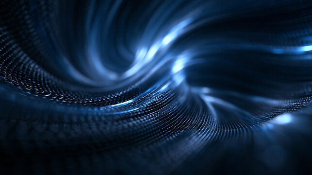 Abstract Blue Digital Technology Network Particle Wave Background