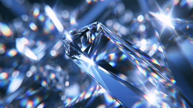 Sparkling Diamonds and Crystals with Prismatic Light Refractions