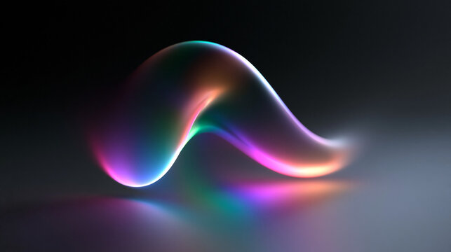 Abstract Glowing Colorful Curved Shape on Dark Background