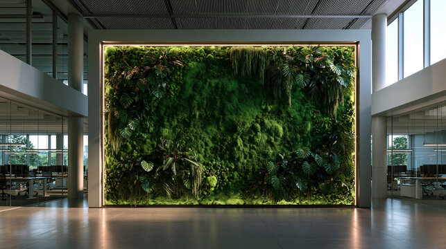 Large Green Living Wall in Modern Office Lobby