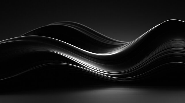 Abstract Black Wavy Surface Modern Dark Background