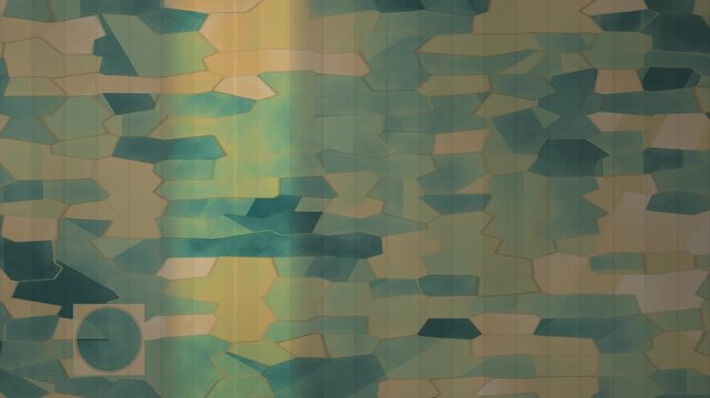 Aerial Farmland NDVI False Color Map With Drone Survey Swath And Center Pivot Irrigation Seamless Loop in soft sand tones