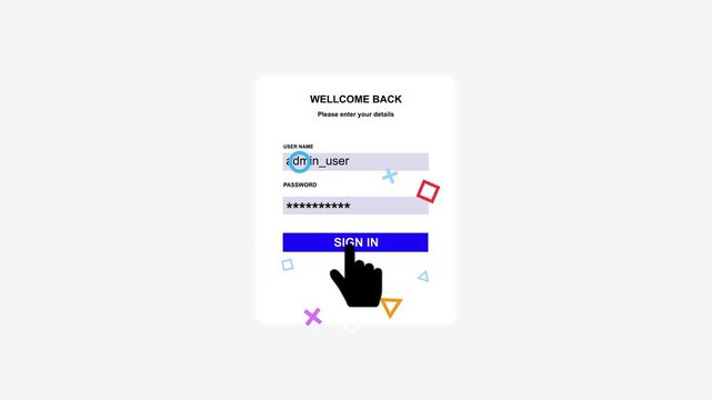 Welcome back login form with geometric shapes