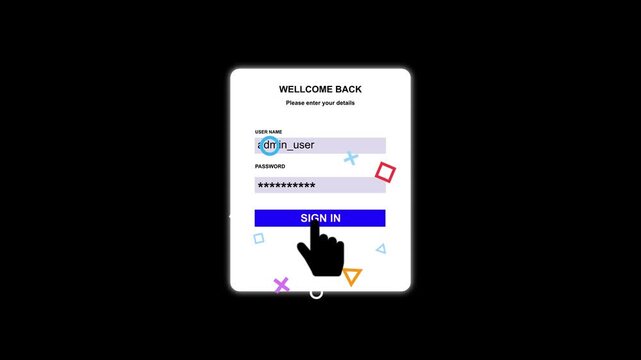 Welcome back login form with geometric shapes