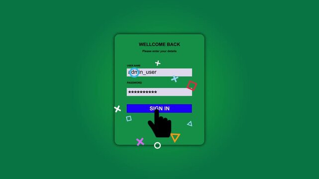 Welcome back login form with geometric shapes