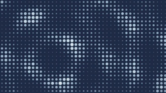 Glowing dot matrix grid pulsing traveling waves seamless loop in cool white tones