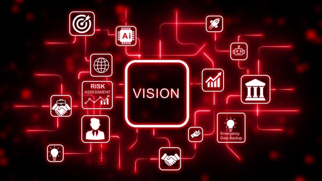 vision Return on investment financial growth concept. Abstract glowing blue circuit board background