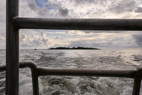 Scenic view of the Baltic Sea and M&auml;ssk&auml;r island near Jakobstad, Finland, shot from a boat.