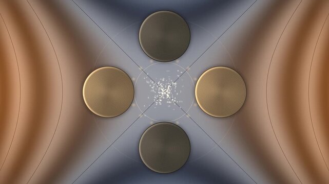 Quadrupole Mass Filter Cross Section: Rotating Hyperbolic Electric Field And Ion Cloud, Seamless Loop in calm copper tones