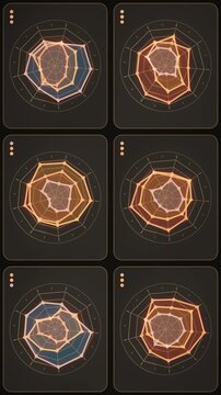 Radar Chart Dashboard Pulse Seamless Loop Abstract Data Analytics Visualization Background in rich charcoal tones vertical 9:16