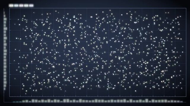 Abstract Scatter Plot Point Cloud Clustering Into Colored Groups Data Visualization Seamless Loop in calm cobalt tones