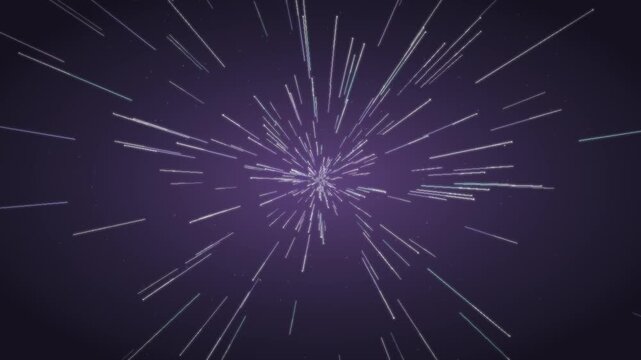 Warp speed hyperspace starfield flight seamless loop in vibrant violet tones