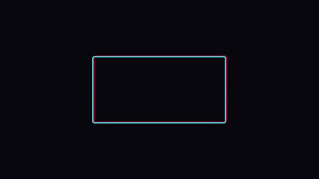 Neon glowing rectangular frame border animation with pulsing light effect for digital overlay and motion 4k