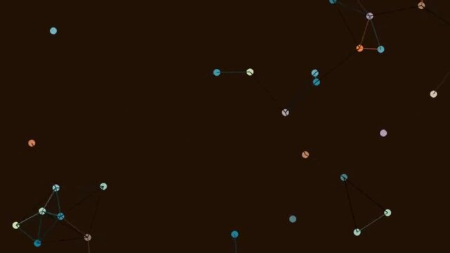 Abstract Network Elements Moving in Dark Background Connecting Nodes in Subtle Motion