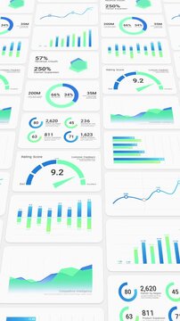 Business intelligence and financial performance analysis report on white background, animated infographic bar chart loop, investment data analytic graph dashboard, enterprise market statistics trend