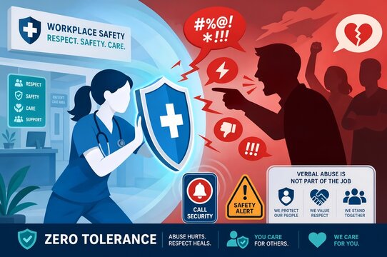 Healthcare Workplace Violence and Verbal Abuse Prevention Illustration