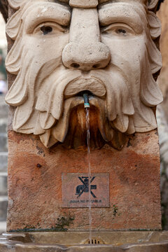 Wasserspeierbrunnen auf den Stufen des K&ouml;nigspalastes von La Almudaina, Palma de Mallorca