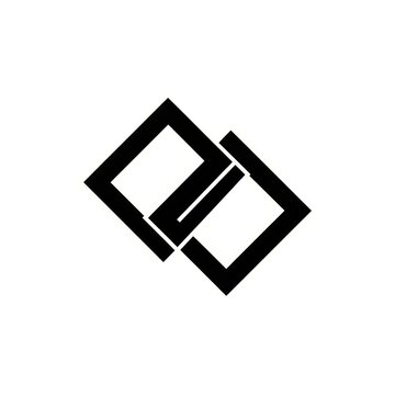 Black geometric square icon design with two overlapping rhombus shapes