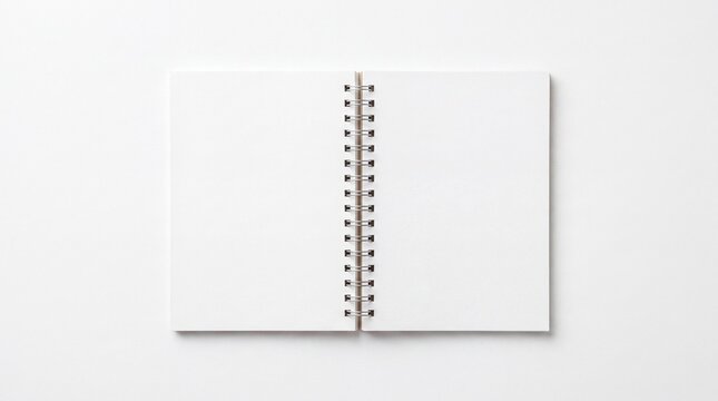 Open blank spiral notebook isolated on white background