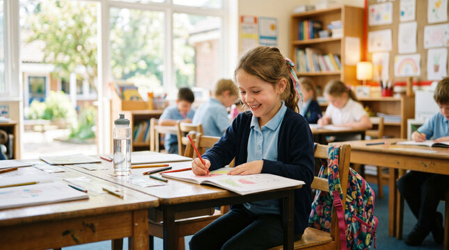 student in classroom