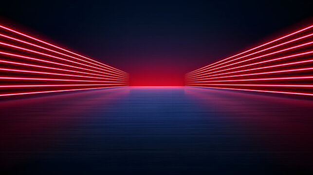 Futuristic technology creates stunning visual with glowing red lines in dark space
