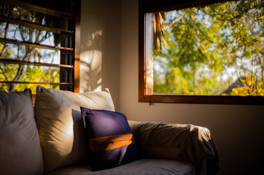 A comfy sofa in the late afternoon sun in the tropical paradise of Belize