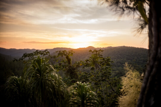 Sunset over the jungle in Eastern Belize, Central America