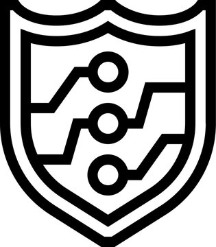 Cyber Security Shield Outline Icon
