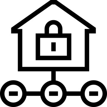 Home Network Locked Outline Icon

