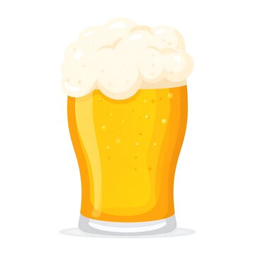 A stylized illustration shows a glass of golden beer with a thick white foam head.